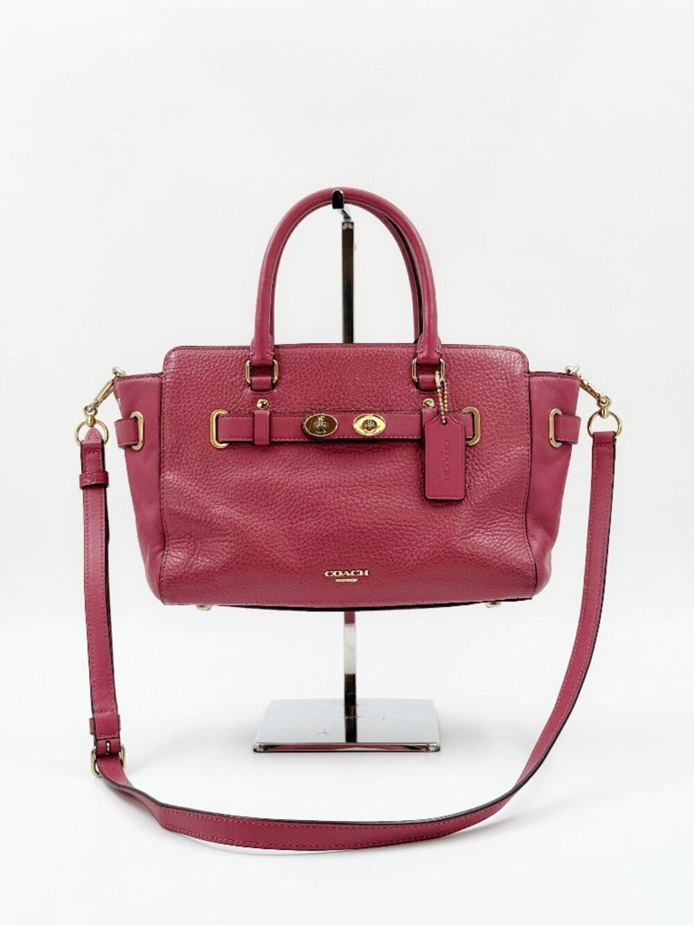 Coach Pink Pebbled Leather Satchel Shoulder Crossbody Bag Gold Hardware